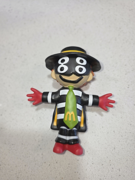 McDonald's Other - McDonald's Kids Toy: Black & White Striped Mascot Figure with Green Tie